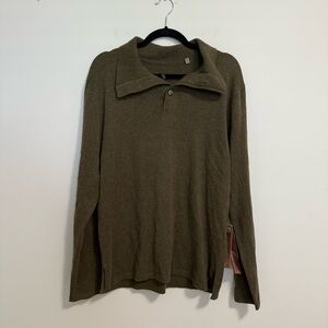 Robert Comstock Black Forest Green Cashmere Collared Sweater Large